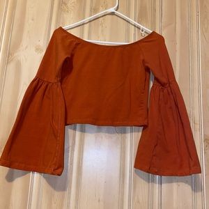 Orange Rue21 Crop top with bell-sleeves